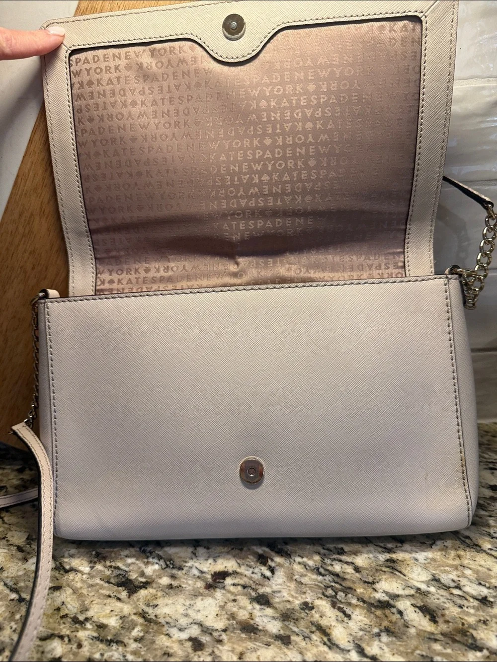 kate spade cream leather crossbody with chain strap